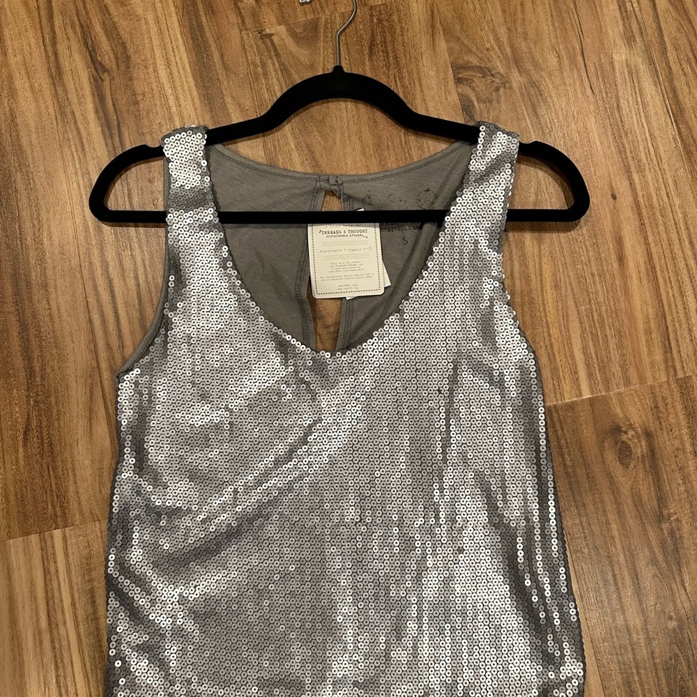 Silver Sequin Sleeveless Top NWT